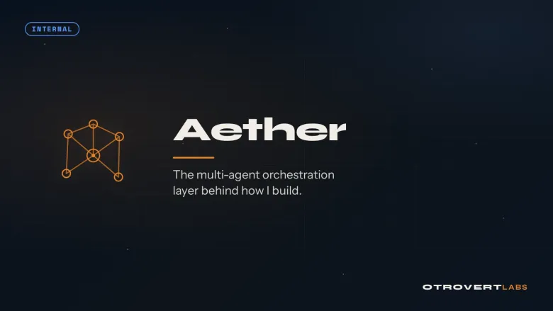 Aether title card: a node graph around a hub